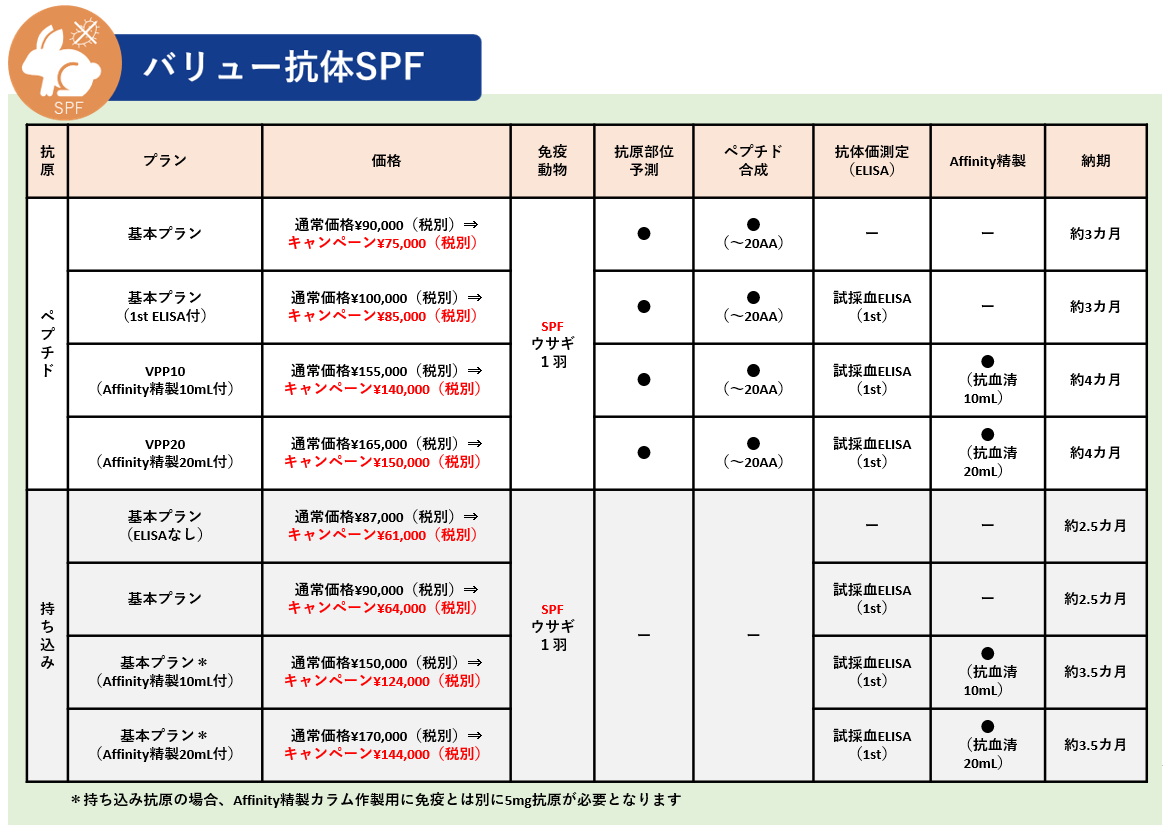 バリューSPF価格表